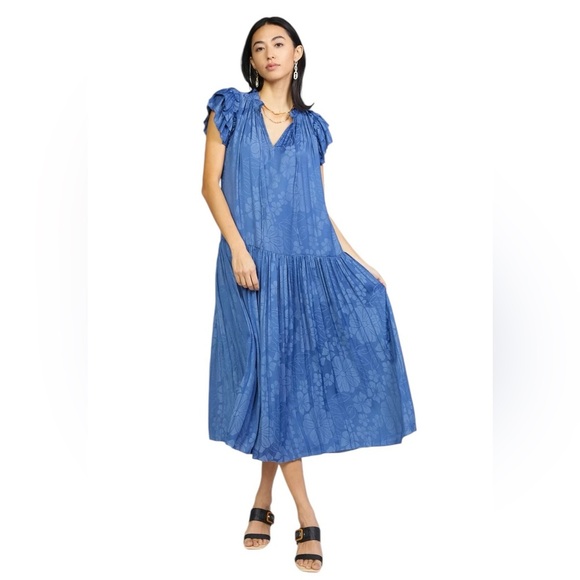 Current Air Floral Jacquard Maxi Dress‎ Size L - Picture 1 of 8